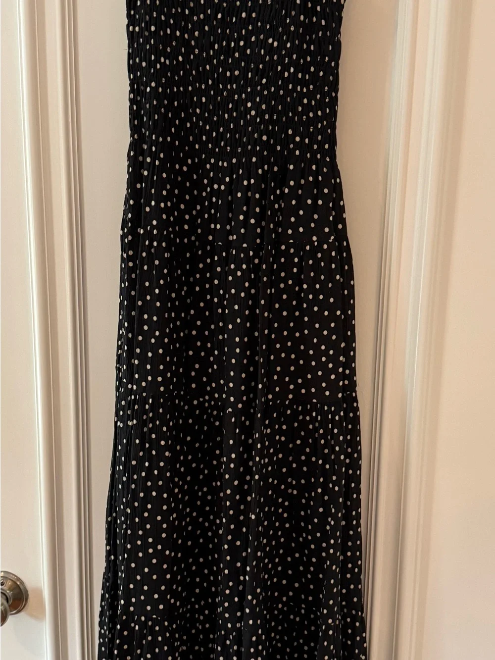 Abercrombie Black Polka Dot Tiered Maxi Dress - Classic Summer Style